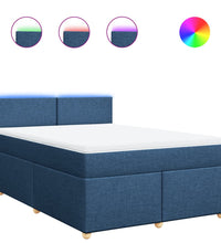 Boxspringbett mit Matratze Blau 160x200 cm Stoff