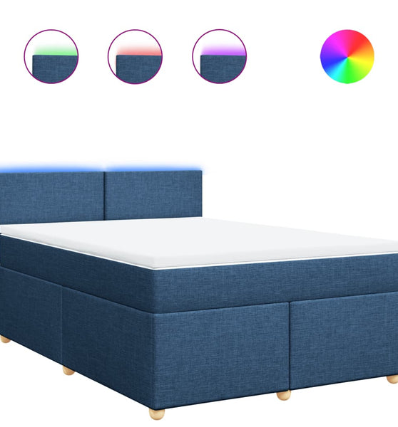 Boxspringbett mit Matratze Blau 160x200 cm Stoff
