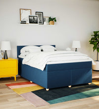 Boxspringbett mit Matratze Blau 160x200 cm Stoff