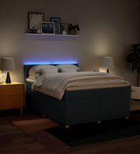 Boxspringbett mit Matratze Blau 160x200 cm Stoff