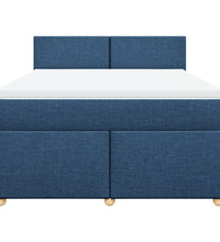 Boxspringbett mit Matratze Blau 160x200 cm Stoff