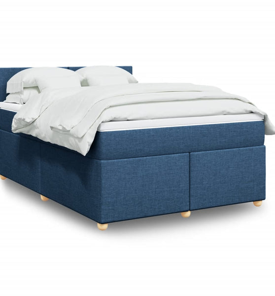 Boxspringbett mit Matratze Blau 160x200 cm Stoff