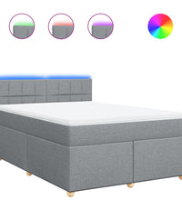 Boxspringbett mit Matratze Hellgrau 160x200 cm Stoff