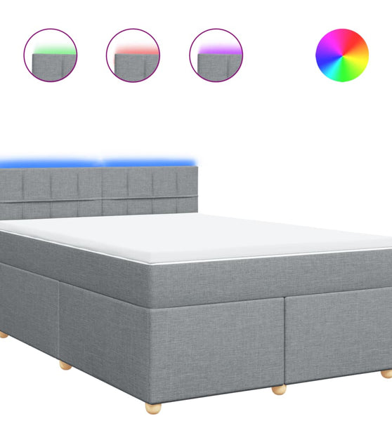 Boxspringbett mit Matratze Hellgrau 160x200 cm Stoff