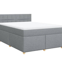 Boxspringbett mit Matratze Hellgrau 160x200 cm Stoff