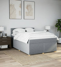 Boxspringbett mit Matratze Hellgrau 160x200 cm Stoff