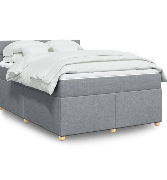 Boxspringbett mit Matratze Hellgrau 160x200 cm Stoff