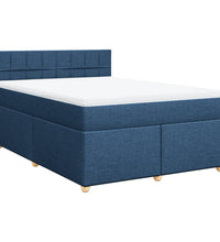 Boxspringbett mit Matratze Blau 160x200 cm Stoff