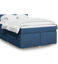 Boxspringbett mit Matratze Blau 160x200 cm Stoff