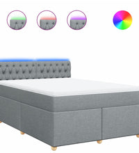 Boxspringbett mit Matratze Hellgrau 160x200 cm Stoff