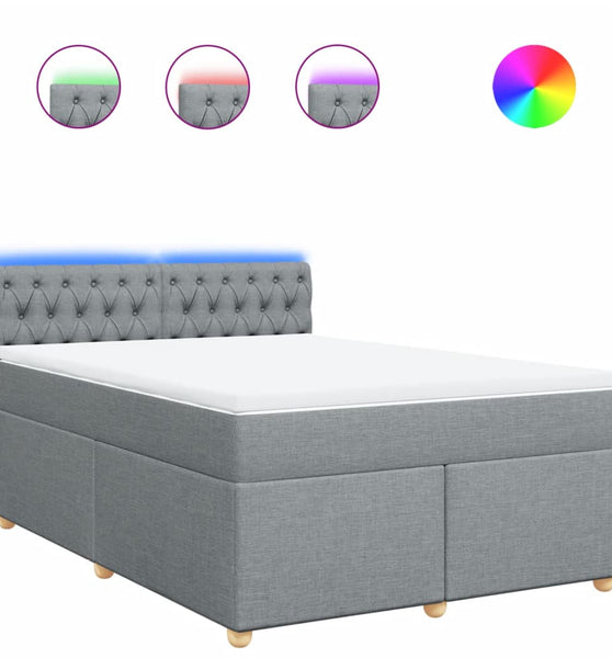 Boxspringbett mit Matratze Hellgrau 160x200 cm Stoff