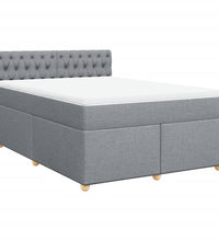 Boxspringbett mit Matratze Hellgrau 160x200 cm Stoff