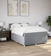 Boxspringbett mit Matratze Hellgrau 160x200 cm Stoff