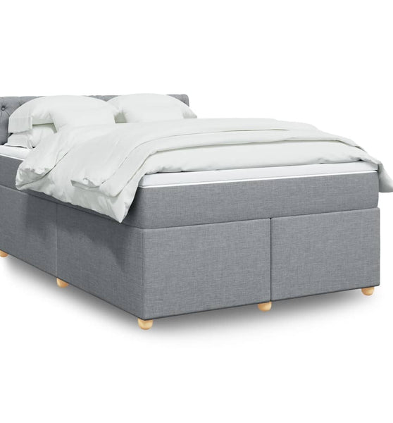 Boxspringbett mit Matratze Hellgrau 160x200 cm Stoff