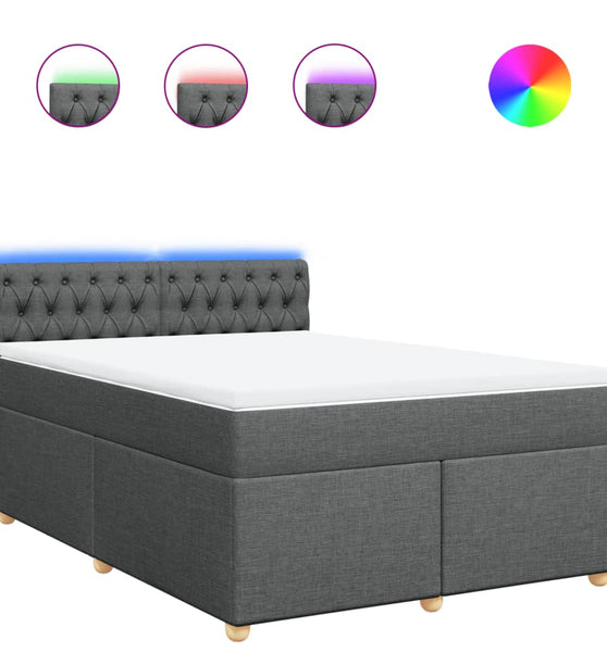 Boxspringbett mit Matratze Dunkelgrau 160x200 cm Stoff