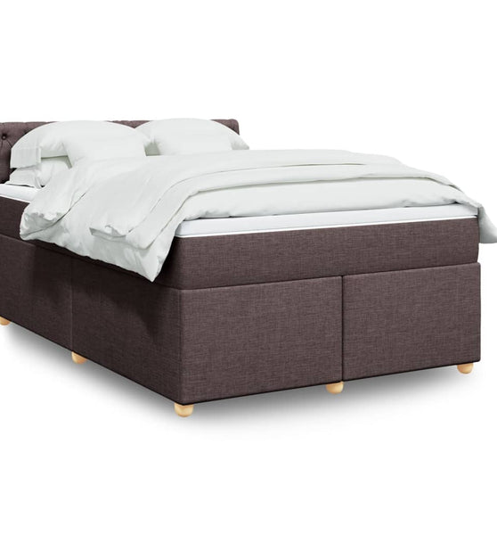 Boxspringbett mit Matratze Dunkelbraun 160x200 cm Stoff