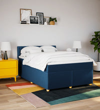 Boxspringbett mit Matratze Blau 160x200 cm Stoff