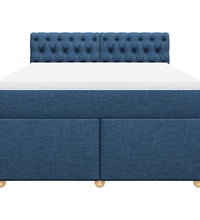 Boxspringbett mit Matratze Blau 160x200 cm Stoff