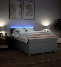 Boxspringbett mit Matratze Hellgrau 160x200 cm Stoff