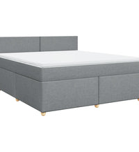 Boxspringbett mit Matratze Hellgrau 180x200 cm Stoff