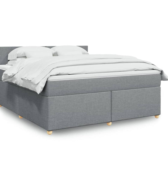 Boxspringbett mit Matratze Hellgrau 180x200 cm Stoff