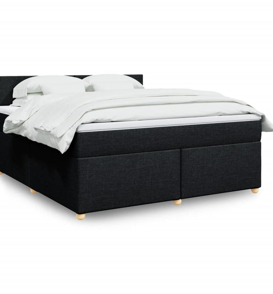Boxspringbett mit Matratze Schwarz 180x200 cm Stoff