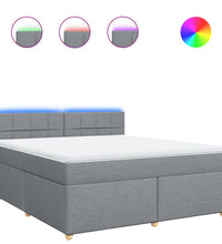 Boxspringbett mit Matratze Hellgrau 180x200 cm Stoff