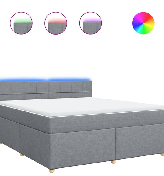 Boxspringbett mit Matratze Hellgrau 180x200 cm Stoff