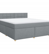 Boxspringbett mit Matratze Hellgrau 180x200 cm Stoff