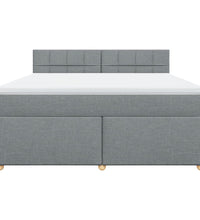 Boxspringbett mit Matratze Hellgrau 180x200 cm Stoff