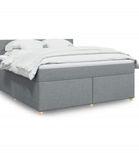 Boxspringbett mit Matratze Hellgrau 180x200 cm Stoff