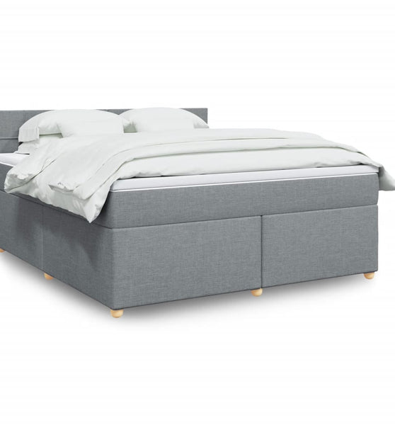 Boxspringbett mit Matratze Hellgrau 180x200 cm Stoff