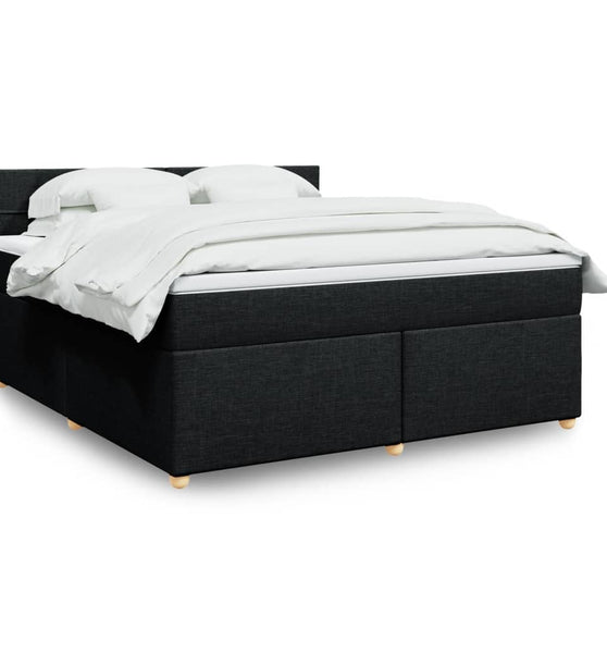 Boxspringbett mit Matratze Schwarz 180x200 cm Stoff