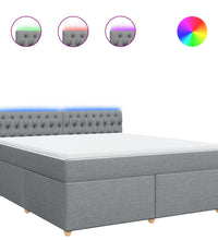 Boxspringbett mit Matratze Hellgrau 180x200 cm Stoff