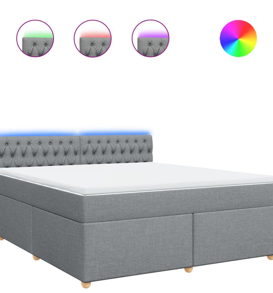 Boxspringbett mit Matratze Hellgrau 180x200 cm Stoff