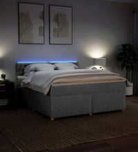 Boxspringbett mit Matratze Hellgrau 180x200 cm Stoff