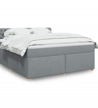 Boxspringbett mit Matratze Hellgrau 180x200 cm Stoff