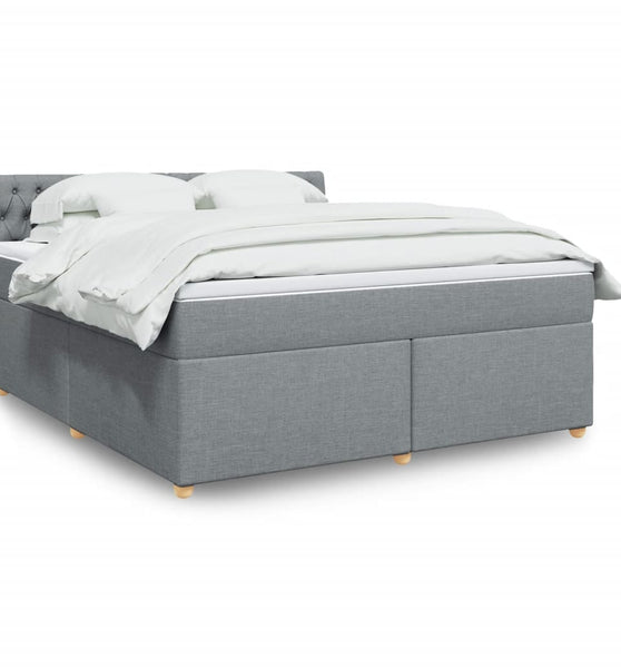 Boxspringbett mit Matratze Hellgrau 180x200 cm Stoff