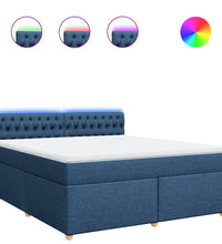 Boxspringbett mit Matratze Blau 180x200 cm Stoff