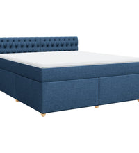 Boxspringbett mit Matratze Blau 180x200 cm Stoff