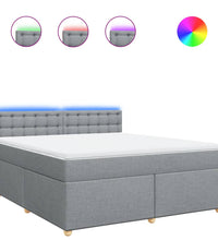 Boxspringbett mit Matratze Hellgrau 180x200 cm Stoff