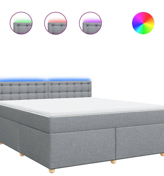 Boxspringbett mit Matratze Hellgrau 180x200 cm Stoff