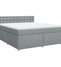 Boxspringbett mit Matratze Hellgrau 180x200 cm Stoff