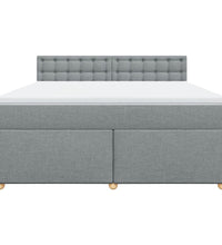 Boxspringbett mit Matratze Hellgrau 180x200 cm Stoff