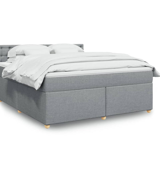 Boxspringbett mit Matratze Hellgrau 180x200 cm Stoff