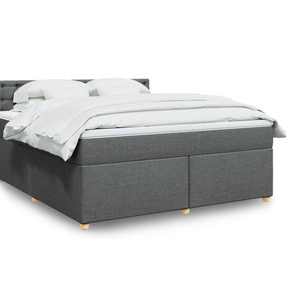 Boxspringbett mit Matratze Dunkelgrau 180x200 cm Stoff