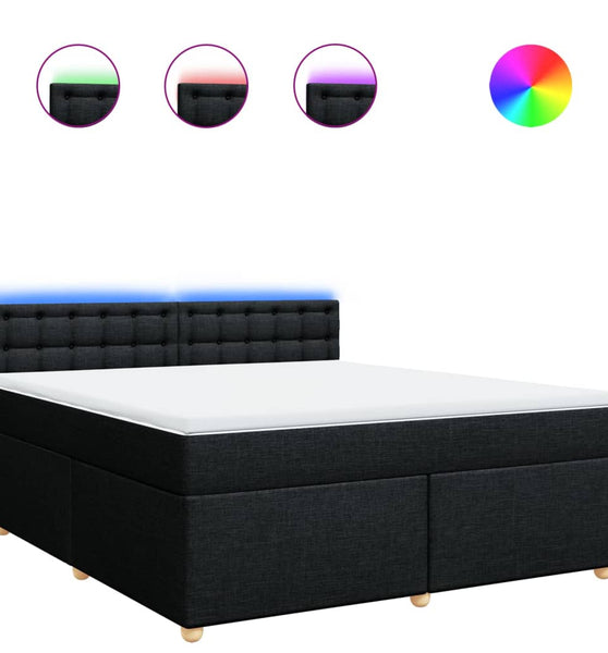 Boxspringbett mit Matratze Schwarz 180x200 cm Stoff