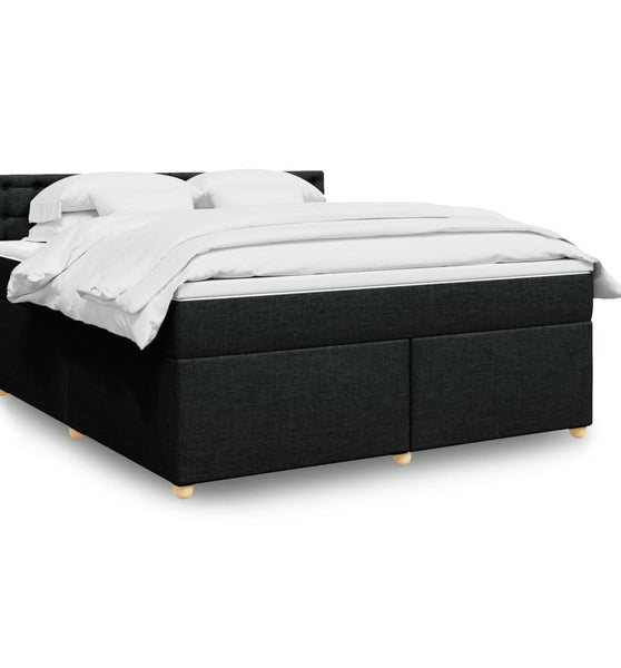 Boxspringbett mit Matratze Schwarz 180x200 cm Stoff