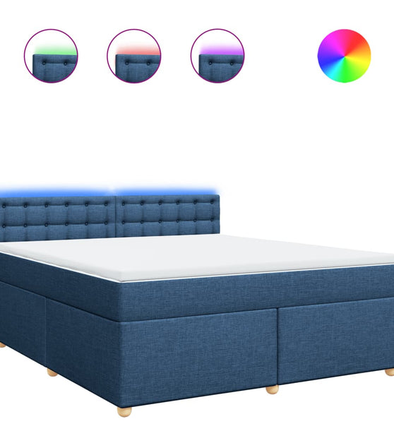 Boxspringbett mit Matratze Blau 180x200 cm Stoff