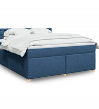 Boxspringbett mit Matratze Blau 180x200 cm Stoff